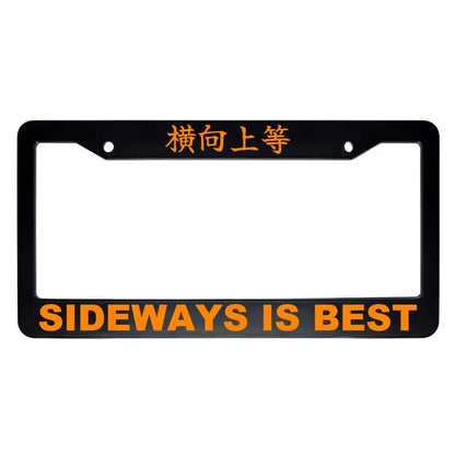 Sideways Is Best ABS Black Plastic Kanji Japanese License Plate Frame - Orange Text