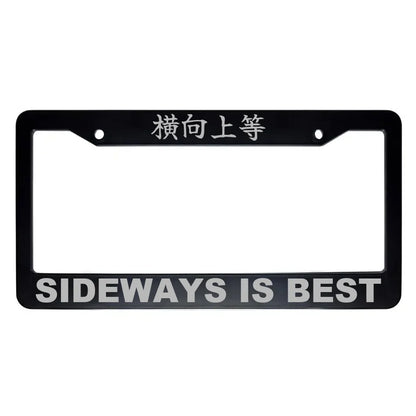 Sideways Is Best ABS Black Plastic Kanji Japanese License Plate Frame - Silver Text