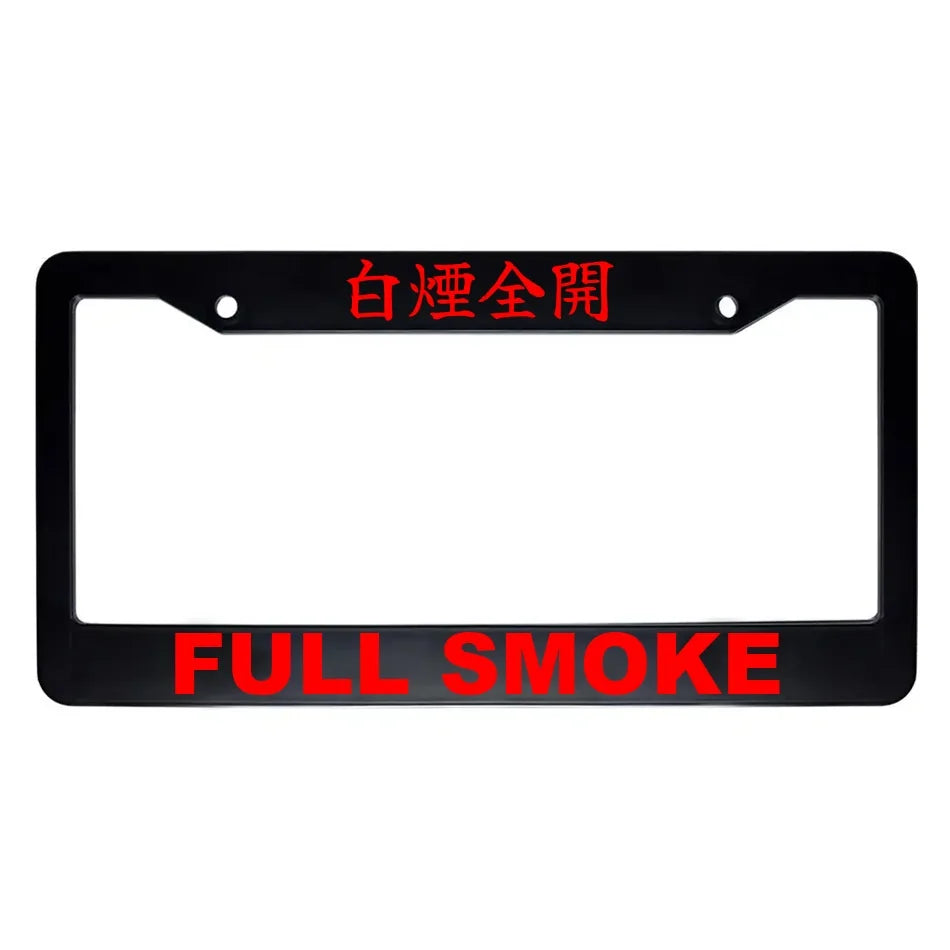 Full Smoke ABS Black Plastic Kanji Japanese License Plate Frame - Red Text