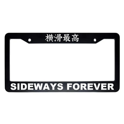 Sideways Forever ABS Black Plastic Kanji Japanese License Plate Frame - White Text