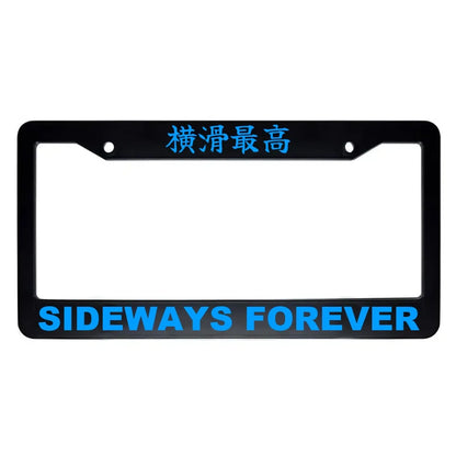 Sideways Forever ABS Black Plastic Kanji Japanese License Plate Frame - Blue Text
