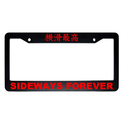 Sideways Forever ABS Black Plastic Kanji Japanese License Plate Frame - Red Text