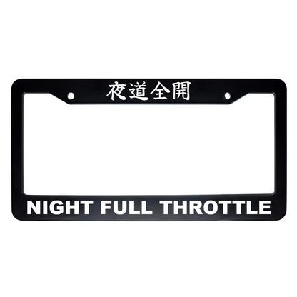 Night Full Throttle ABS Black Plastic Kanji Japanese License Plate Frame - White Text