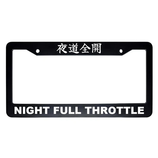 Night Full Throttle ABS Black Plastic Kanji Japanese License Plate Frame - White Text