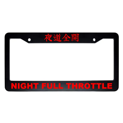 Night Full Throttle ABS Black Plastic Kanji Japanese License Plate Frame - Red Text