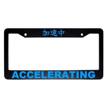 Accelerating ABS Black Plastic Kanji Japanese License Plate Frame - Blue Text