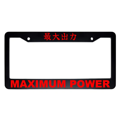 Maximum Power ABS Black Plastic Kanji Japanese License Plate Frame - Red Text