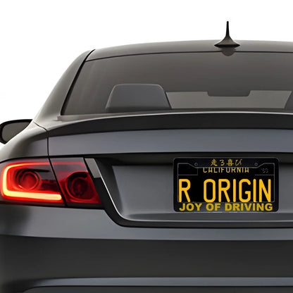 Joy of Driving ABS Black Plastic Kanji Japanese License Plate Frame installed on car - Gold Text