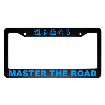 Master the Road ABS Black Plastic Kanji Japanese License Plate Frame - Blue Text