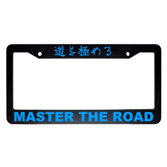 Master the Road ABS Black Plastic Kanji Japanese License Plate Frame - Blue Text