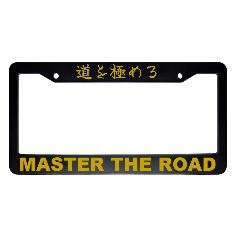 Master the Road ABS Black Plastic Kanji Japanese License Plate Frame - Gold Text