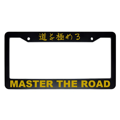 Master the Road ABS Black Plastic Kanji Japanese License Plate Frame - Gold Text