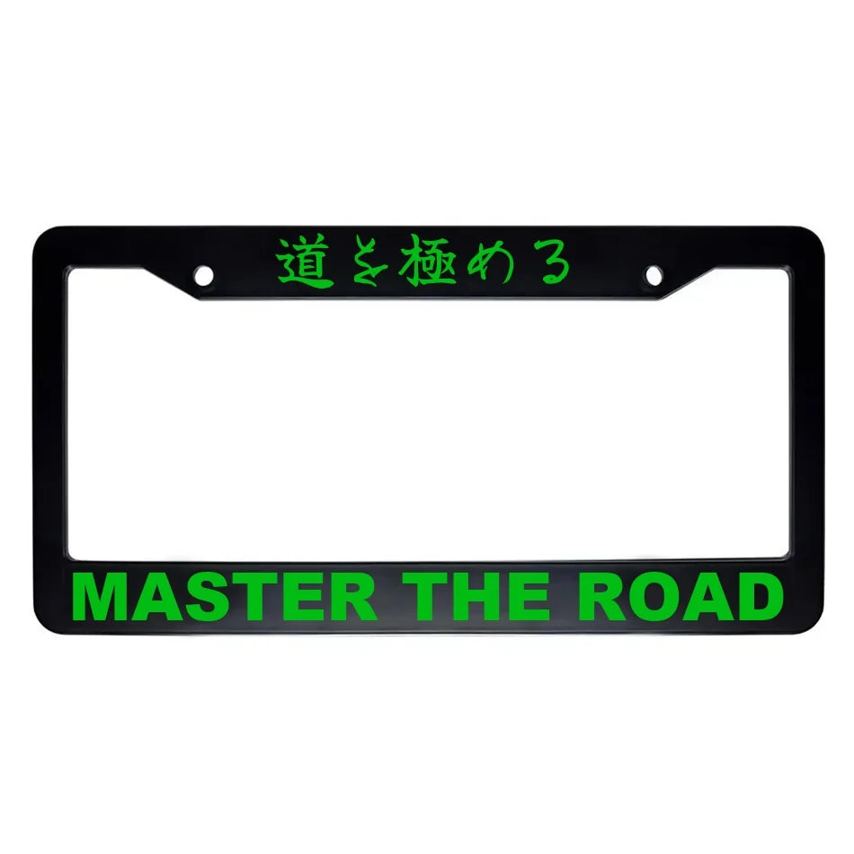 Master the Road ABS Black Plastic Kanji Japanese License Plate Frame - Green Text