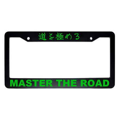Master the Road ABS Black Plastic Kanji Japanese License Plate Frame - Green Text