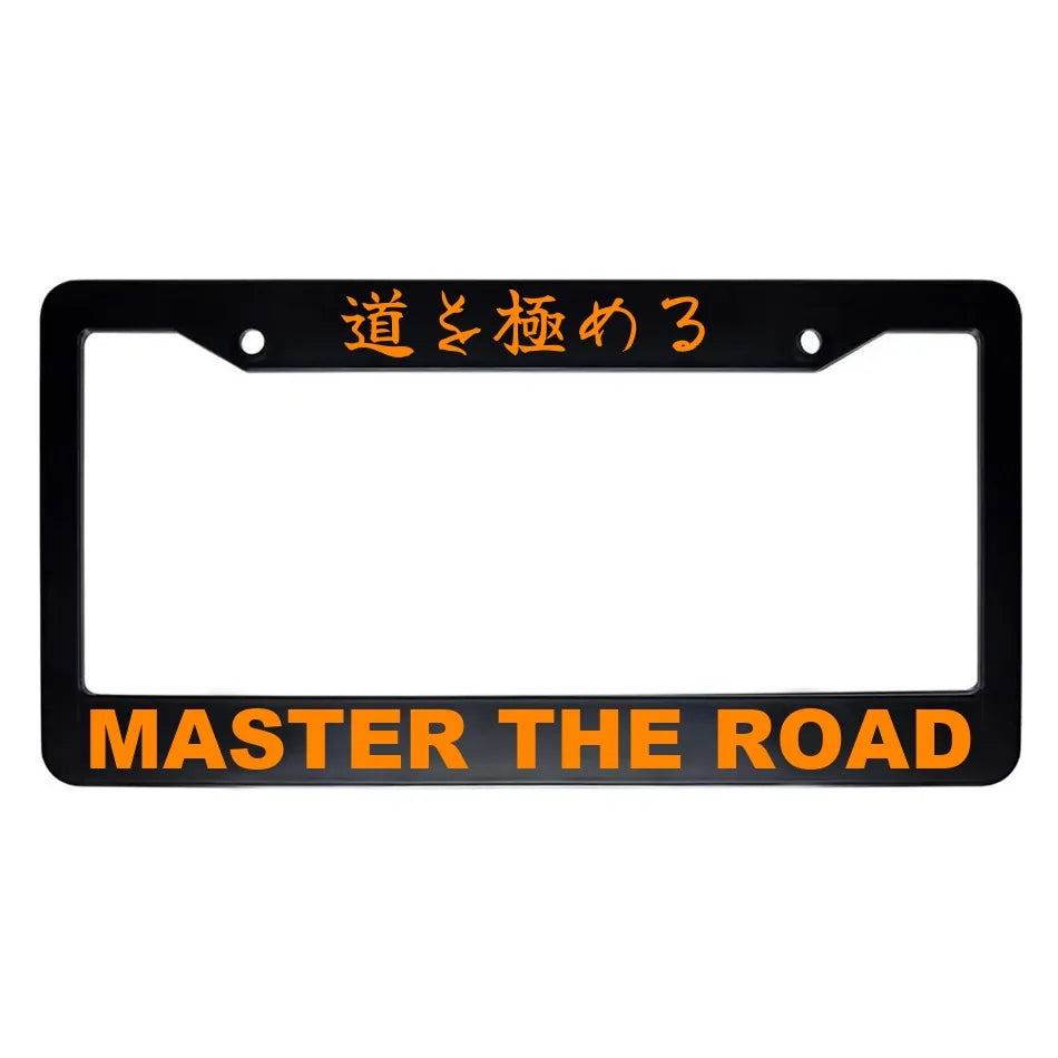 Master the Road ABS Black Plastic Kanji Japanese License Plate Frame - Orange Text