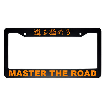 Master the Road ABS Black Plastic Kanji Japanese License Plate Frame - Orange Text