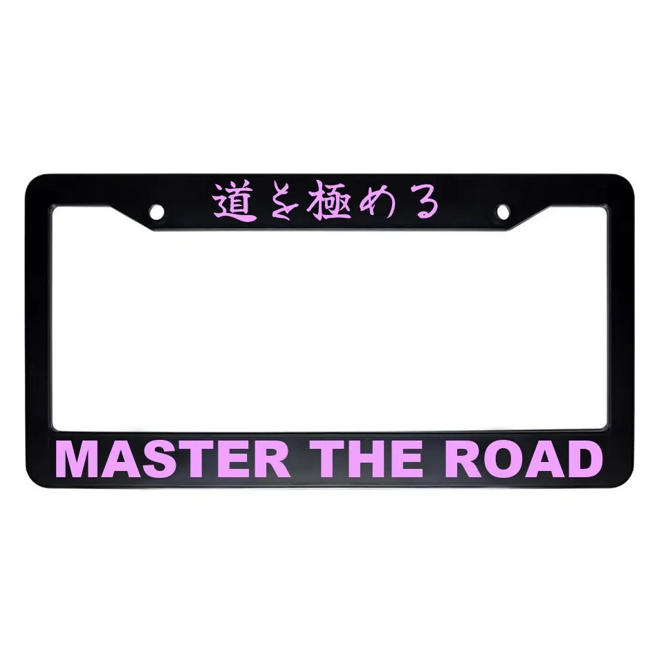 Master the Road ABS Black Plastic Kanji Japanese License Plate Frame - Pink Text