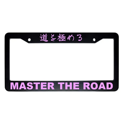 Master the Road ABS Black Plastic Kanji Japanese License Plate Frame - Pink Text
