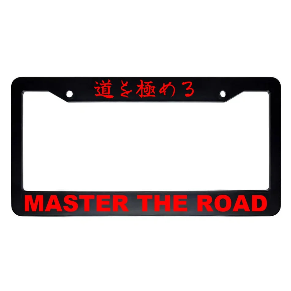 Master the Road ABS Black Plastic Kanji Japanese License Plate Frame - Red Text