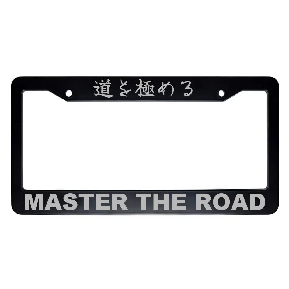 Master the Road ABS Black Plastic Kanji Japanese License Plate Frame - Silver Text