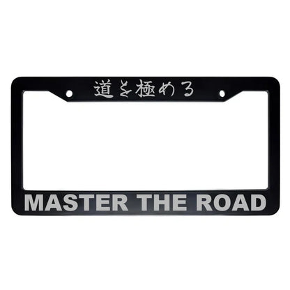 Master the Road ABS Black Plastic Kanji Japanese License Plate Frame - Silver Text