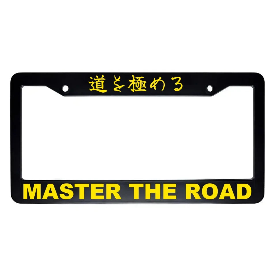 Master the Road ABS Black Plastic Kanji Japanese License Plate Frame - Yellow Text