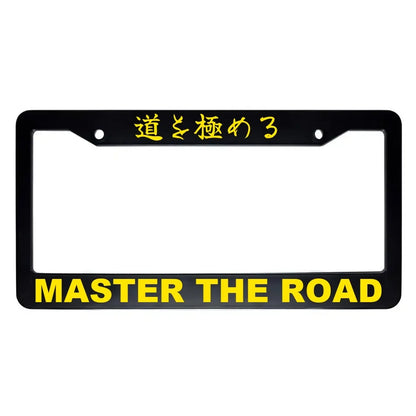 Master the Road ABS Black Plastic Kanji Japanese License Plate Frame - Yellow Text