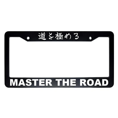 Master the Road ABS Black Plastic Kanji Japanese License Plate Frame - White Text