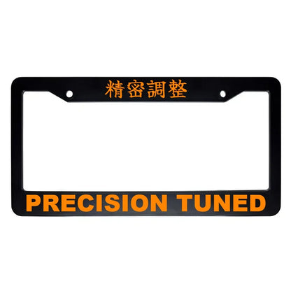 Precision Tuned ABS Black Plastic Kanji Japanese License Plate Frame - Orange Text
