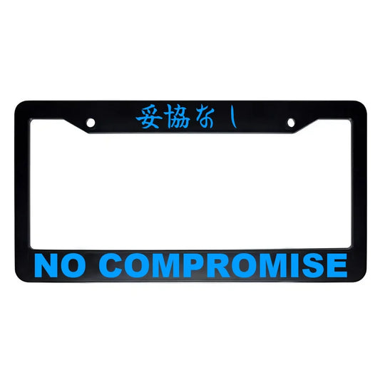 No Compromise ABS Black Plastic Kanji Japanese License Plate Frame - Blue Text