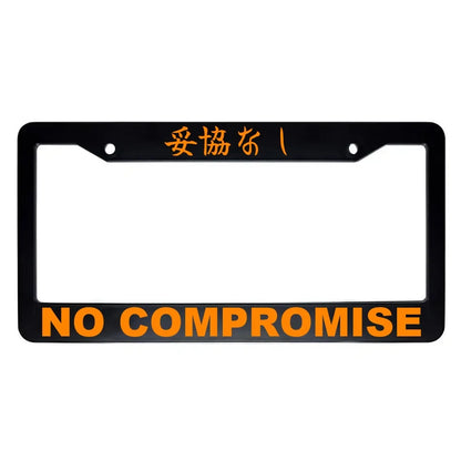 No Compromise ABS Black Plastic Kanji Japanese License Plate Frame - Orange Text