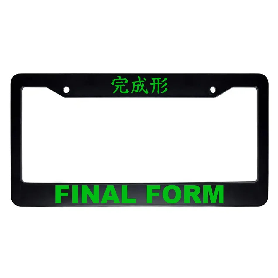 Final Form ABS Black Plastic Kanji Japanese License Plate Frame - Green Text