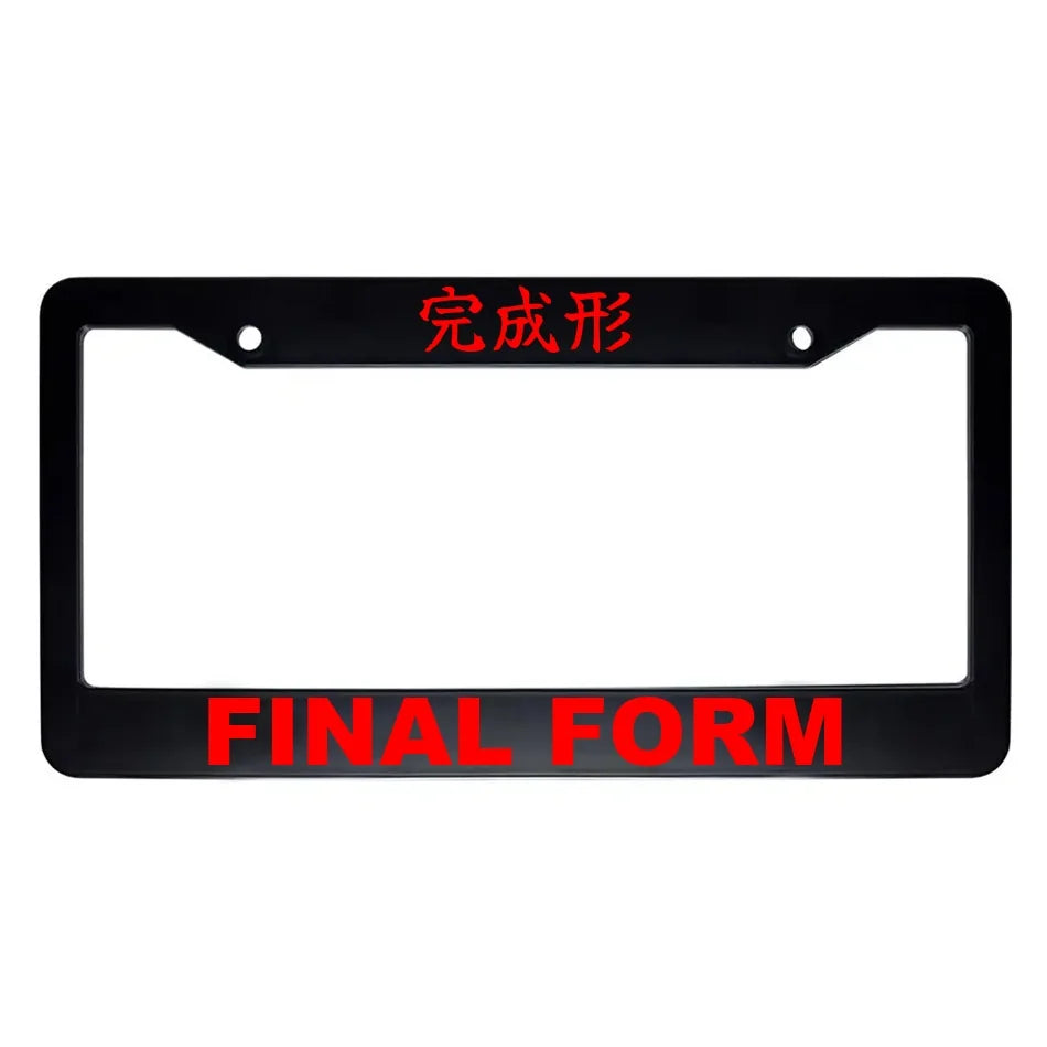 Final Form ABS Black Plastic Kanji Japanese License Plate Frame - Red Text
