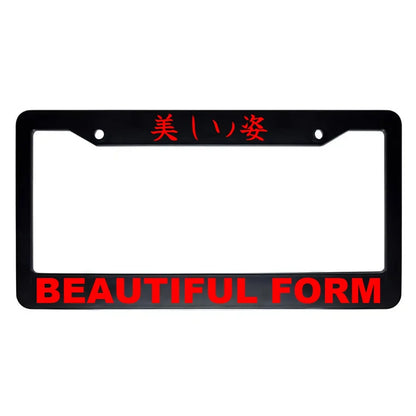 Beautiful Form ABS Black Plastic Kanji Japanese License Plate Frame - Red Text