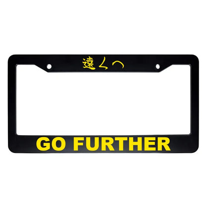 Go Further ABS Black Plastic Kanji Japanese License Plate Frame - Yellow Text