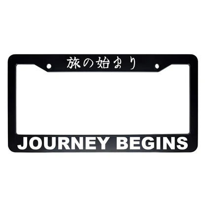 Journey Begins ABS Black Plastic Kanji Japanese License Plate Frame - White Text