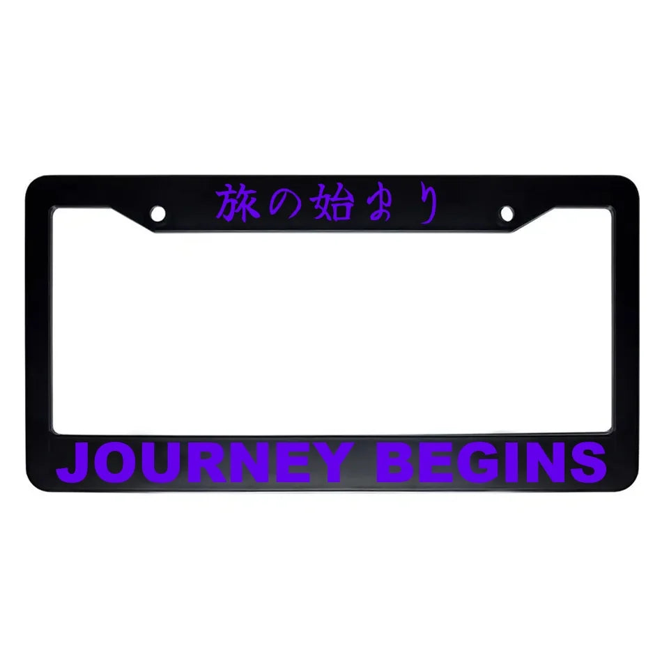 Journey Begins ABS Black Plastic Kanji Japanese License Plate Frame - Purple Text