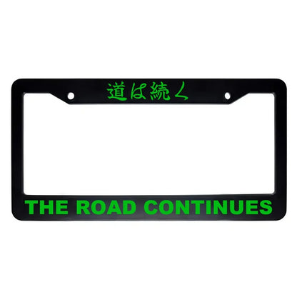 The Road Continues ABS Black Plastic Kanji Japanese License Plate Frame - Green Text