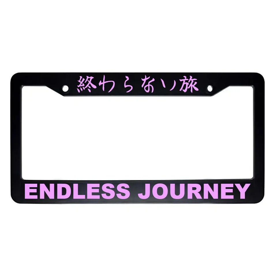 Endless Journey ABS Black Plastic Kanji Japanese License Plate Frame - Pink Text
