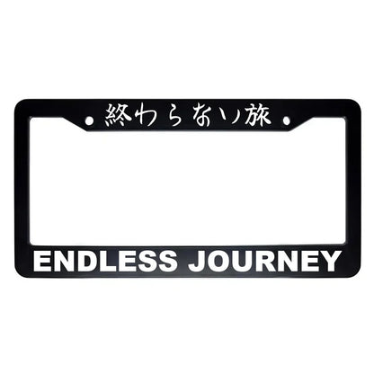 Endless Journey ABS Black Plastic Kanji Japanese License Plate Frame - White Text
