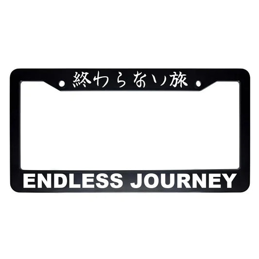 Endless Journey ABS Black Plastic Kanji Japanese License Plate Frame - White Text