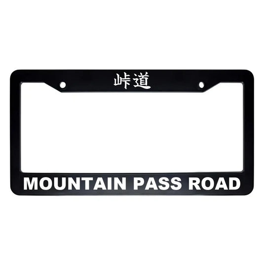 Mountain Pass Road ABS Black Plastic Kanji Japanese License Plate Frame - White Text