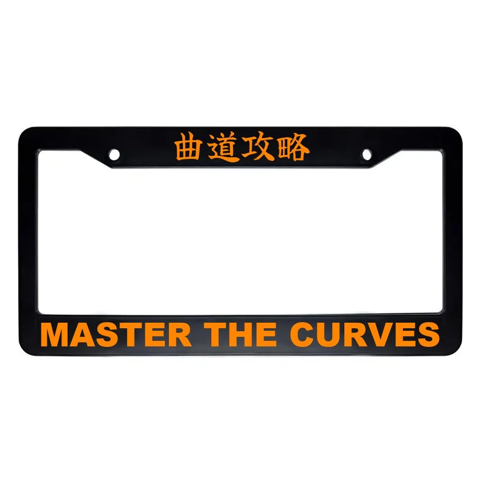 Master the Curves ABS Black Plastic Kanji Japanese License Plate Frame - Orange Text