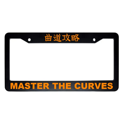 Master the Curves ABS Black Plastic Kanji Japanese License Plate Frame - Orange Text