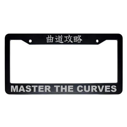 Master the Curves ABS Black Plastic Kanji Japanese License Plate Frame - Silver Text