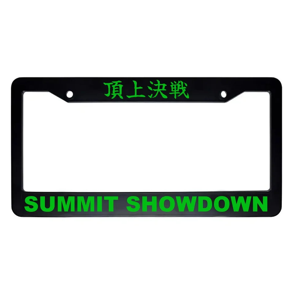 Summit Showdown ABS Black Plastic Kanji Japanese License Plate Frame - Green Text
