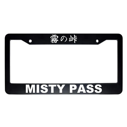 Misty Pass ABS Black Plastic Kanji Japanese License Plate Frame - White Text