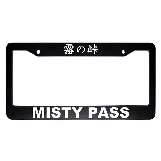 Misty Pass ABS Black Plastic Kanji Japanese License Plate Frame - White Text