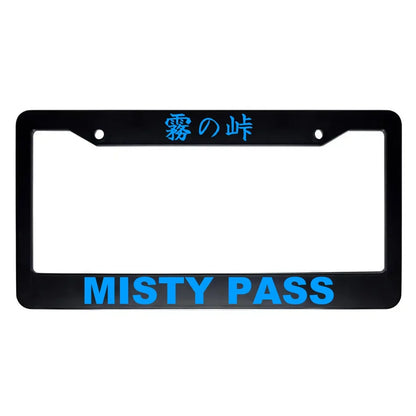 Misty Pass ABS Black Plastic Kanji Japanese License Plate Frame - Blue Text