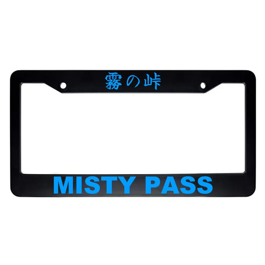 Misty Pass ABS Black Plastic Kanji Japanese License Plate Frame - Blue Text
